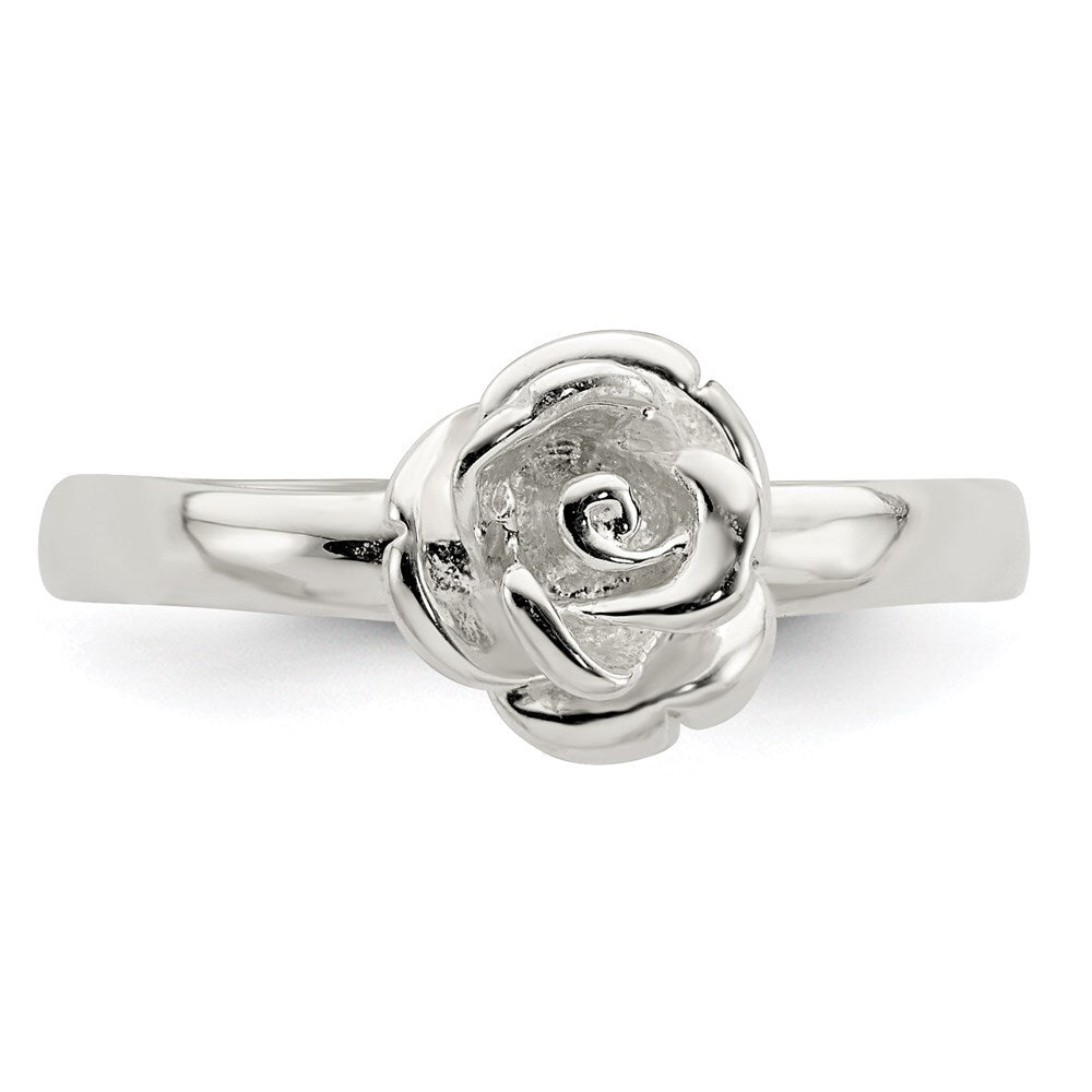 Sterling Silver 8mm Rose Ring Size 7