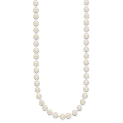 14k Yellow Gold 5-6mm White Semi-Round Cultured Pearl Necklace 16"