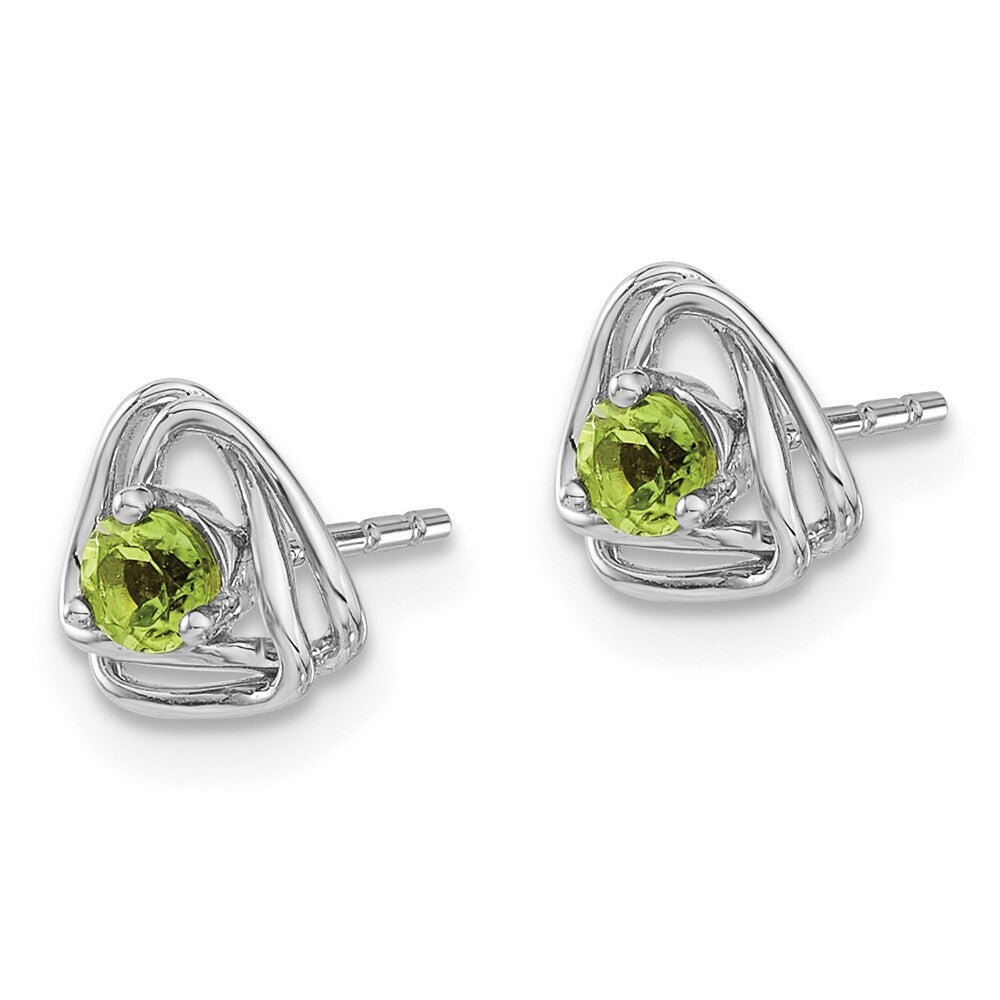 14k White Gold Peridot Stud Earrings Gift for Women