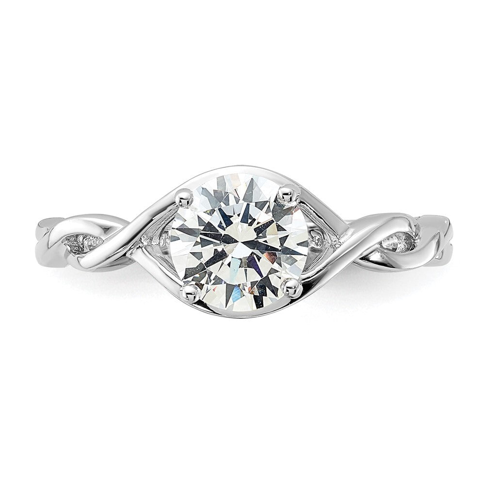 Sterling Silver Rhodium-plated 6.5mm Cubic Zirconia Twisted Ring Size 7