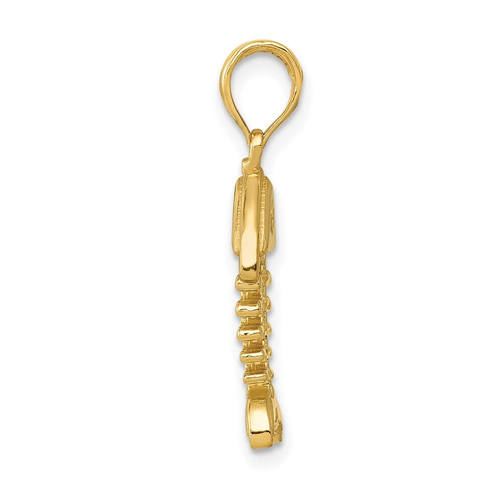 14k Yellow Gold Polished 3-D Fish Bone Pendant for Women