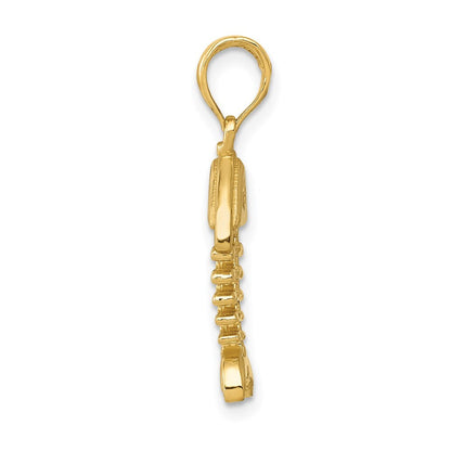 14k Yellow Gold Polished 3-D Fish Bone Pendant for Women