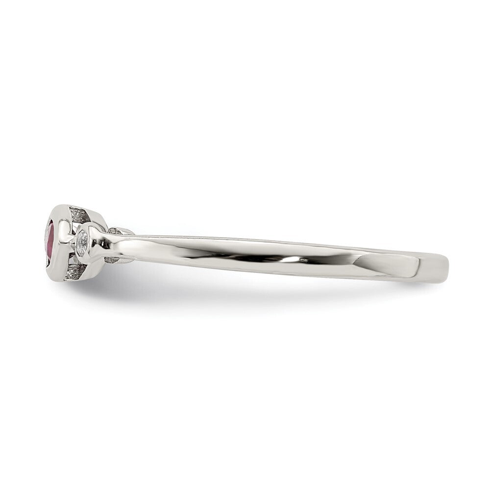 Sterling Silver Rhod-pltd Polished Created Ruby and White Topaz Ring Size 7