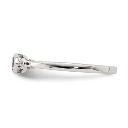 Sterling Silver Rhod-pltd Polished Created Ruby and White Topaz Ring Size 7