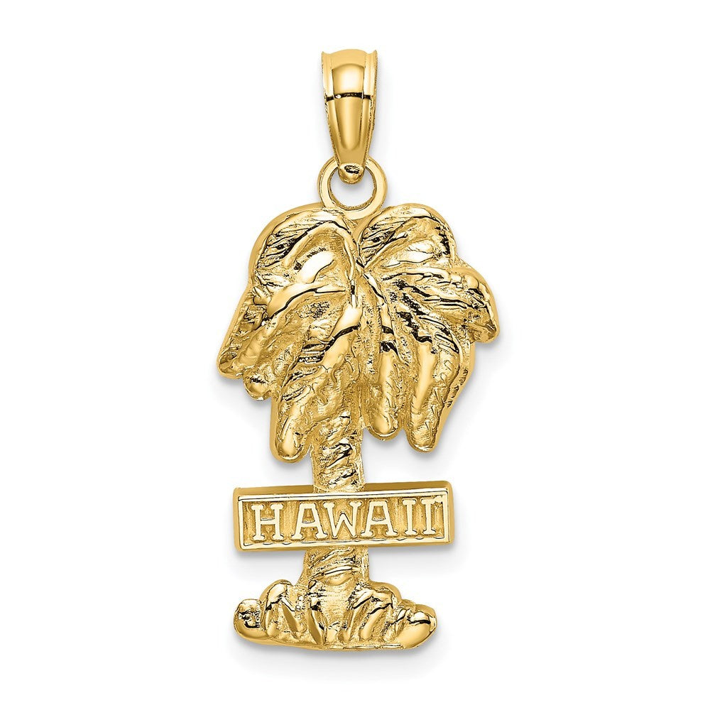 14k Yellow Gold HAWAII Palm Tree Charm Pendant