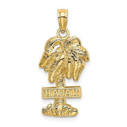 14k Yellow Gold HAWAII Palm Tree Charm Pendant
