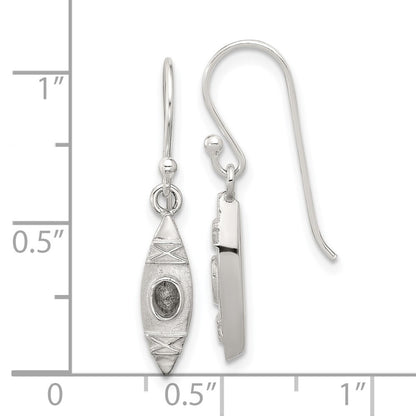 Sterling Silver Polished Canoe / Kayak Dangle Earrings