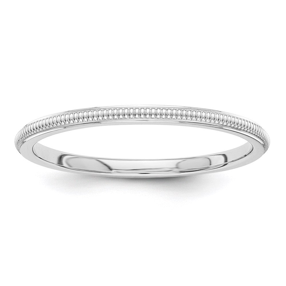 14k White Gold 1.5mm Milgrain Stackable Band Ring Size 7.5