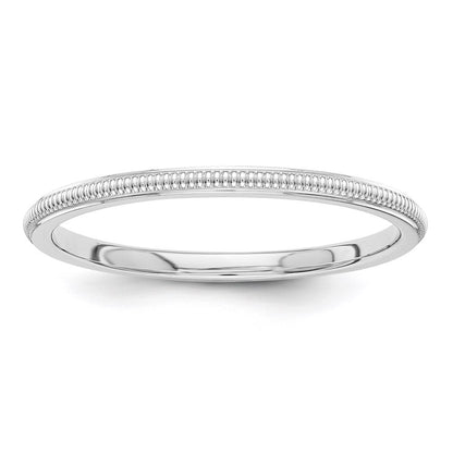 14k White Gold 1.5mm Milgrain Stackable Band Ring Size 7.5