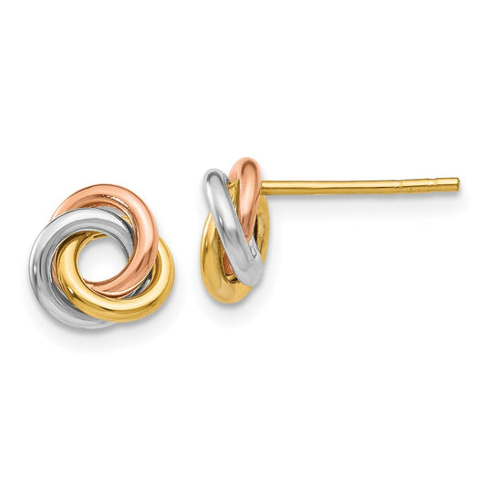 14k Tri-color Gold Twisted Knot Earrings