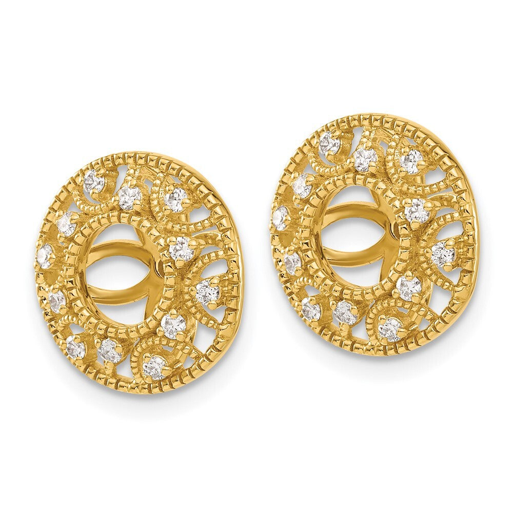 14k Yellow Gold Fancy Diamond Earring Jackets