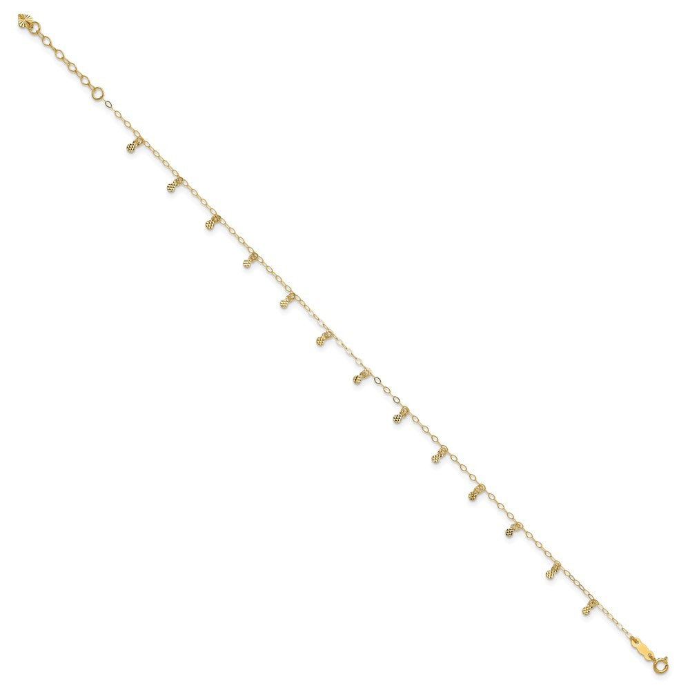 14k Yellow Gold Cable Chain with Diamond Cut Dots 10" Anklet