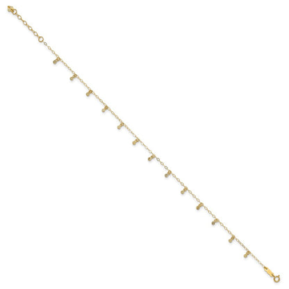 14k Yellow Gold Cable Chain with Diamond Cut Dots 10" Anklet