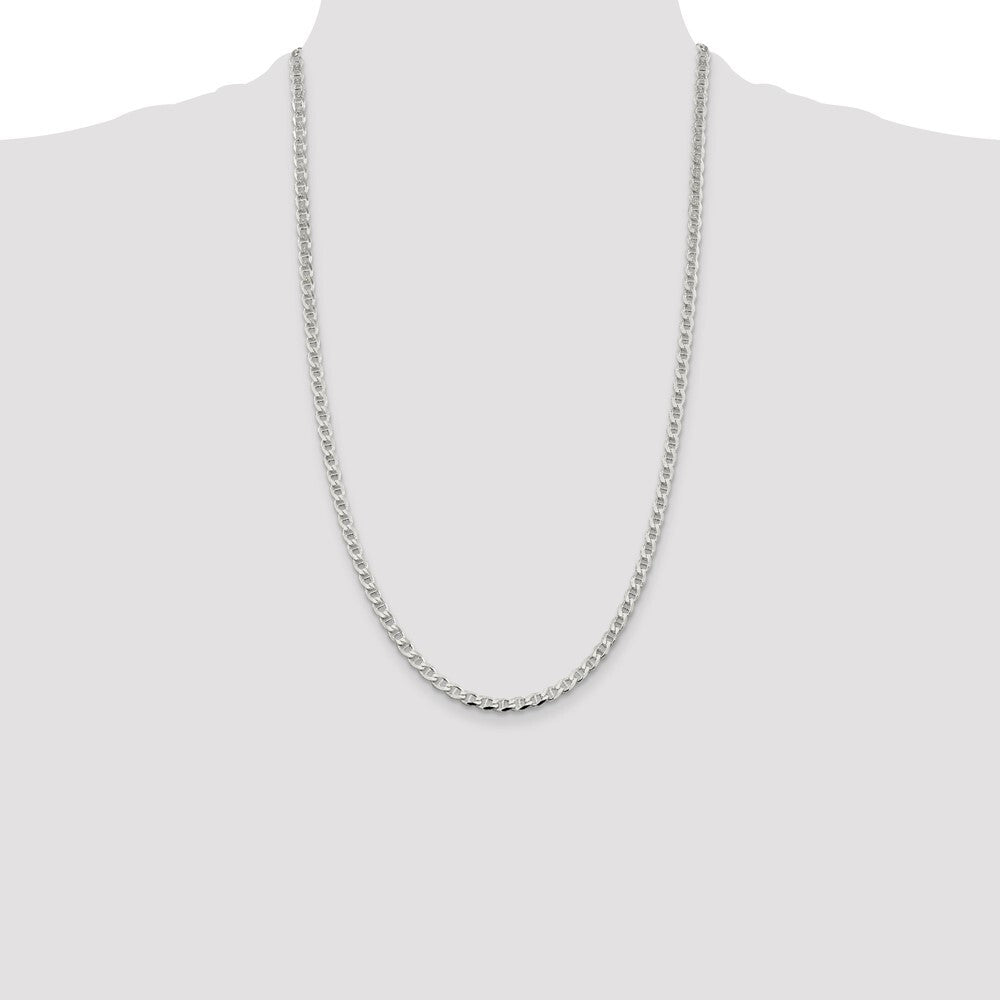 Sterling Silver 4.0mm Diamond-cut Flat Anchor Curb Chain