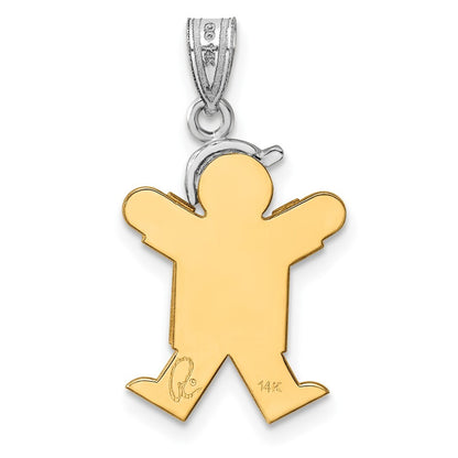 14k Two-tone Gold Small Boy with Hat on Right Engravable Charm Pendant