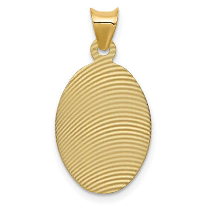 14k Yellow Gold Polished Diamond-Cut Lady Of Guadalupe Oval Pendant for Women