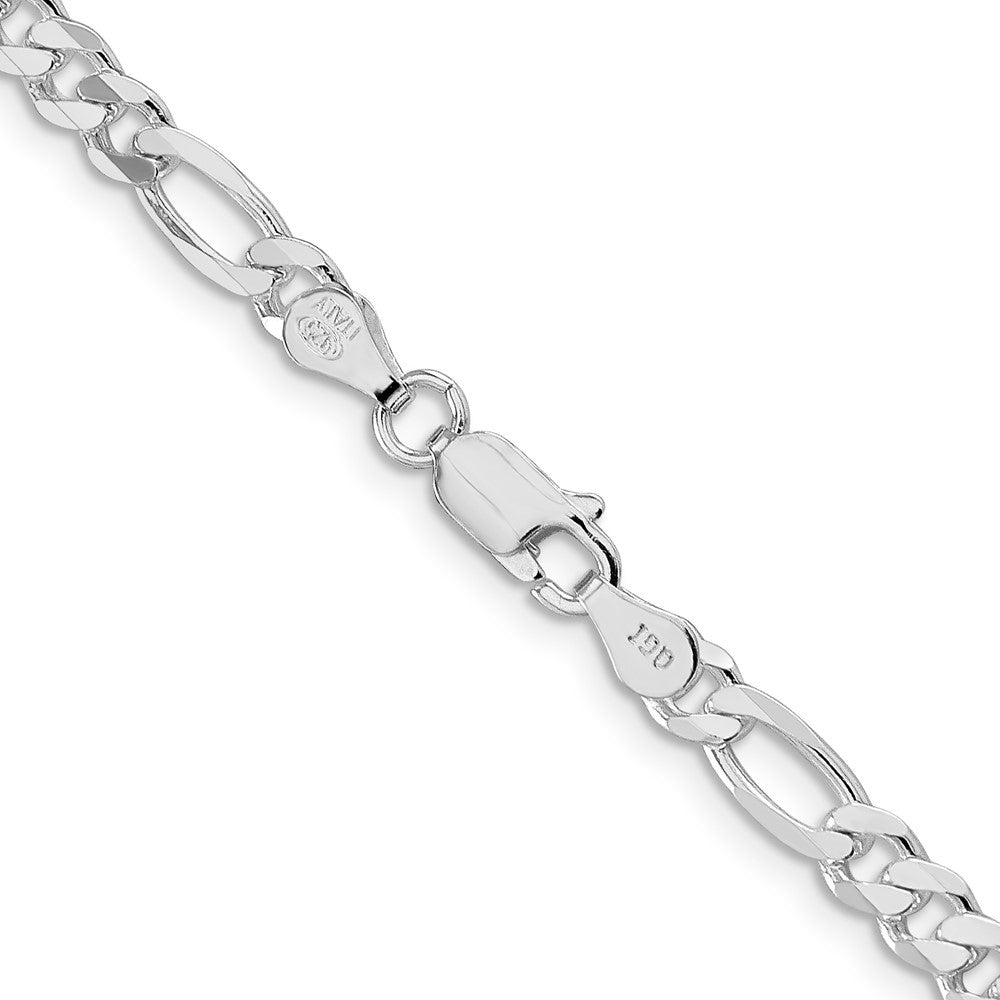 Sterling Silver Rhodium-plated 4.5mm Figaro Chain Necklace
