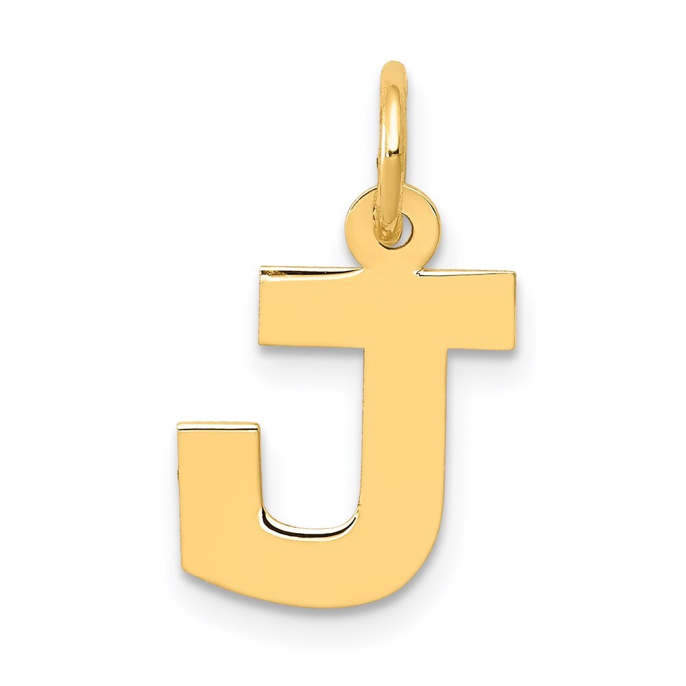 14k Yellow Gold Small Block Letter J Initial Charm Pendant for Women