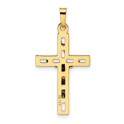14k Two-tone Gold Polished Solid INRI Crucifix Pendant for Women