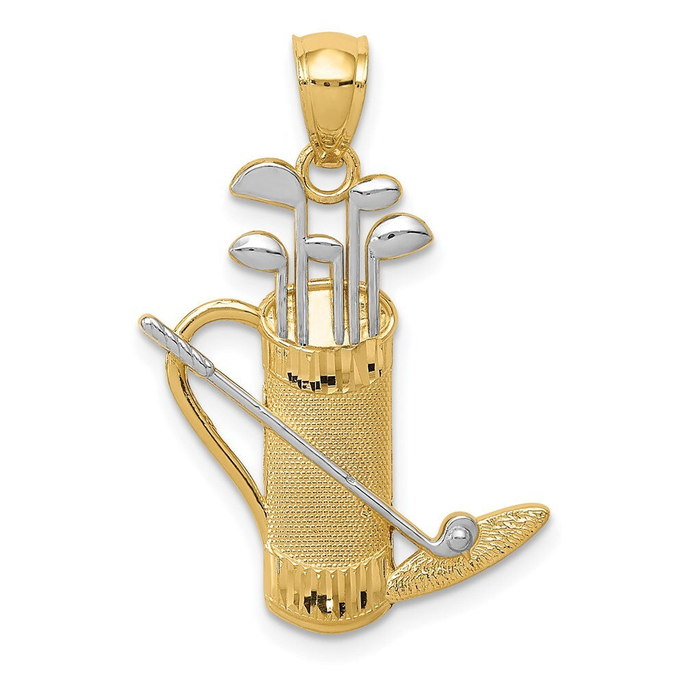 14k Yellow Gold and Rhodium Golf Bag Pendant