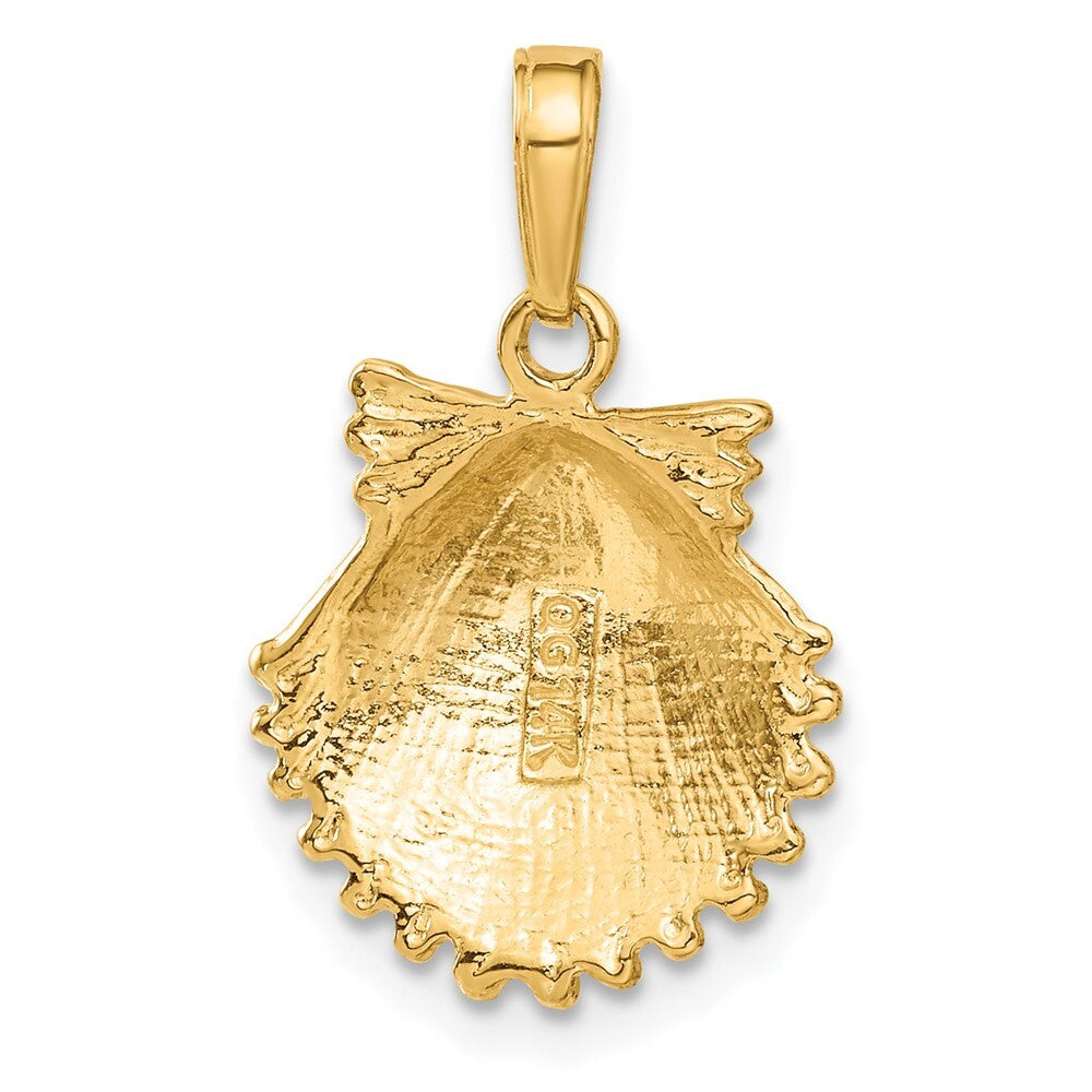 14k Yellow Gold Scallop Shell Pendant for Women