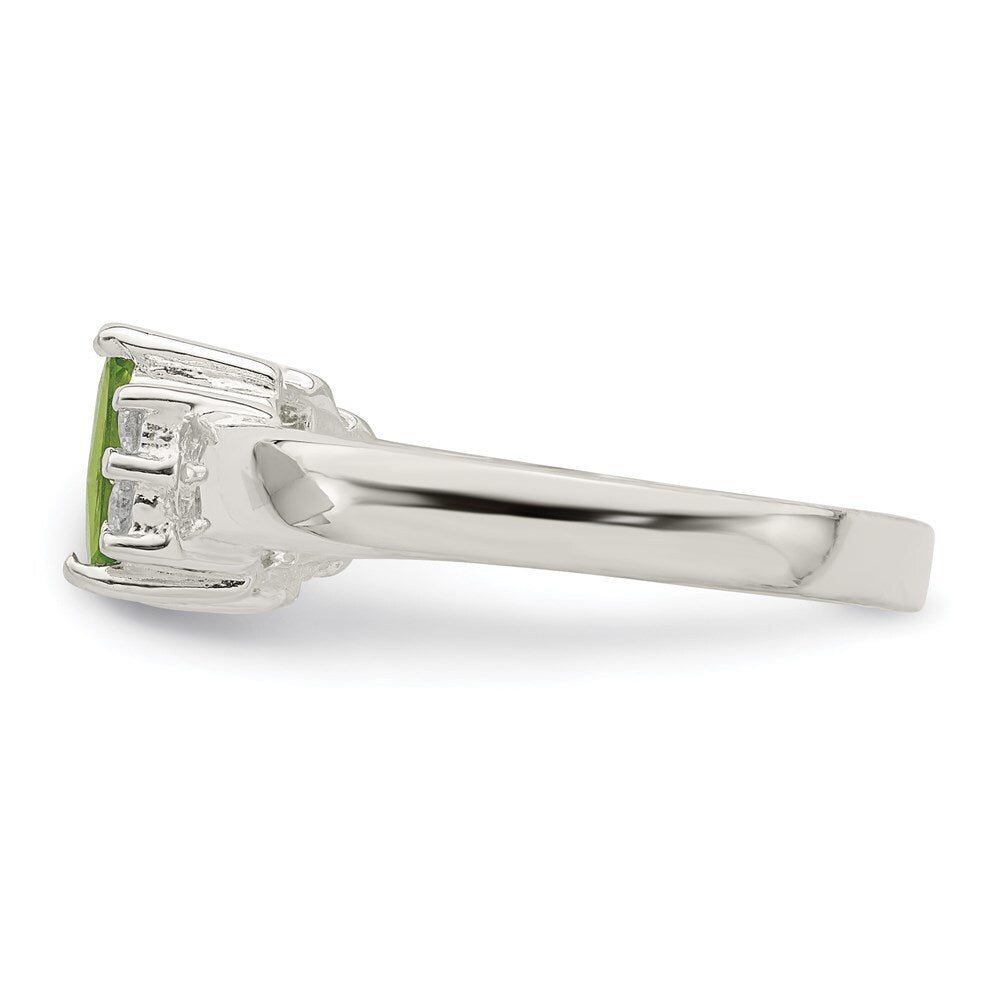 Sterling Silver Lime Green & White Cubic Zirconia Ring Size 6