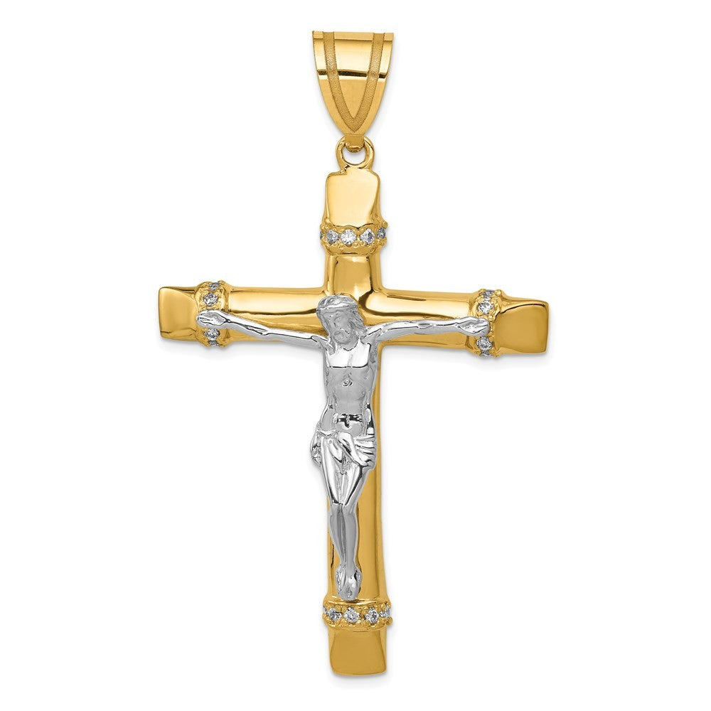 14k Two-Tone Gold Cubic Zirconia Crucifix Pendant