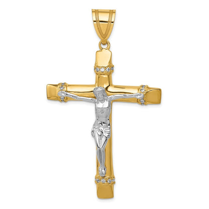 14k Two-Tone Gold Cubic Zirconia Crucifix Pendant