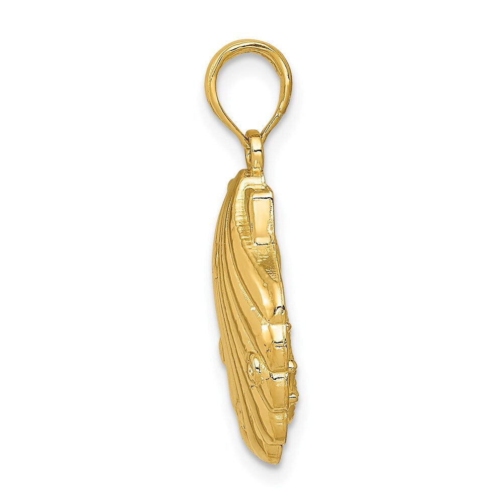 14k Yellow Gold Seahorse in a Shell Pendant for Women