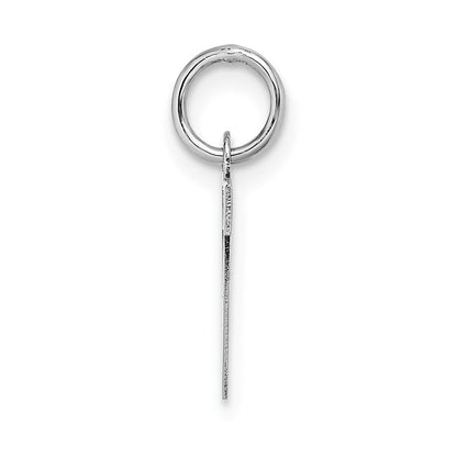 14k White Gold Small Block Letter V Initial Charm Pendant