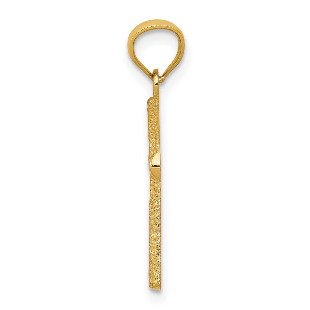 14k Yellow Gold Diamond-cut Cross Pendant for Women