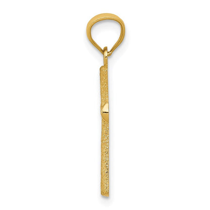 14k Yellow Gold Diamond-cut Cross Pendant for Women