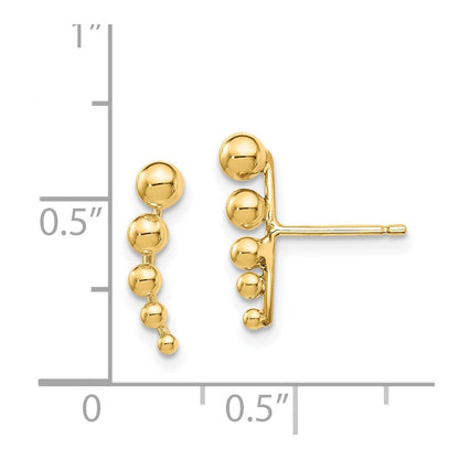 14k Yellow Gold Graduated Ball Stud Earrings Gift for Women