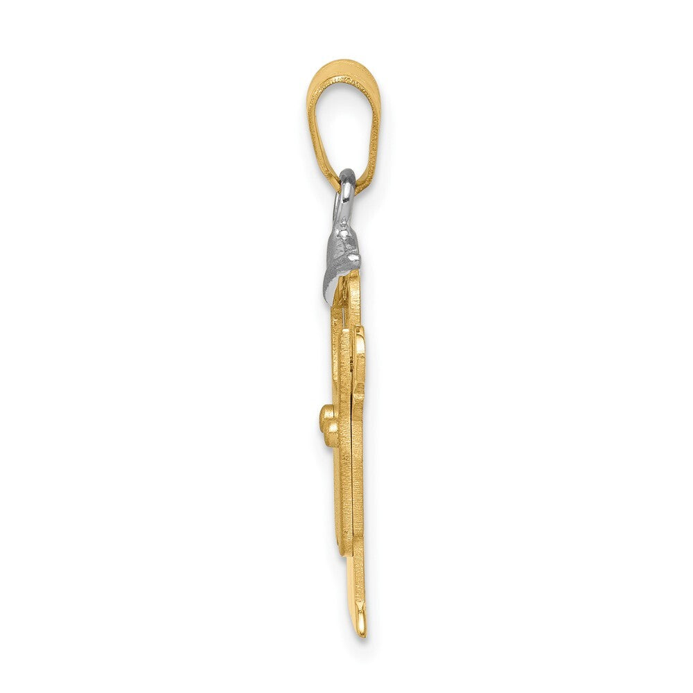 14k Two-tone Gold Small Boy with Hat on Left Engravable Charm Pendant
