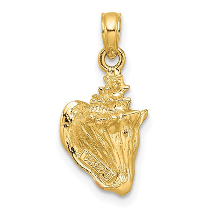 14k Yellow Gold Enameled 3-D Conch Shell Pendant for Women