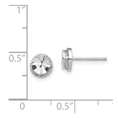 14K White Gold Diamond-Cut Round Stud Earrings Gift for Women