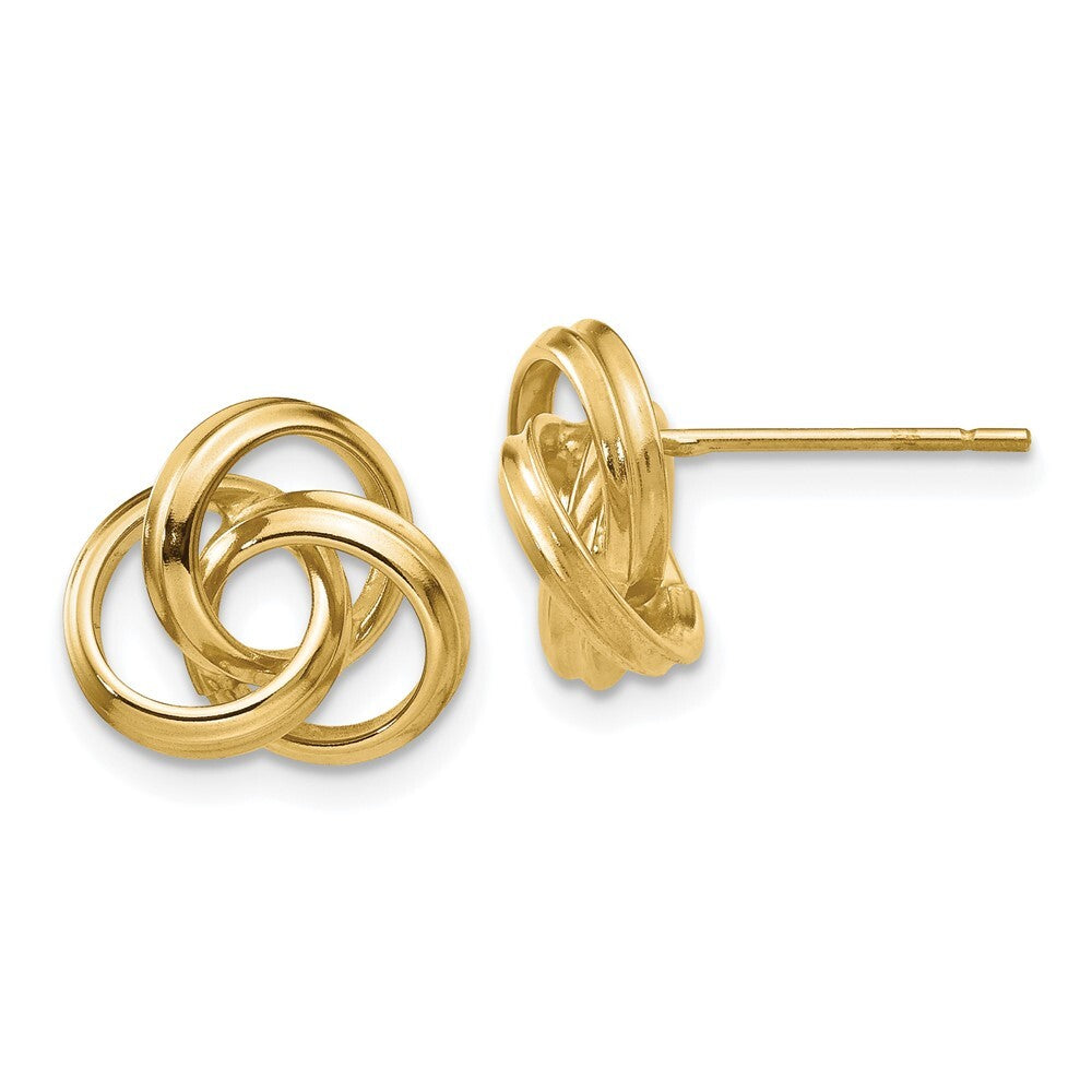 14k Yellow Gold Polished Love Knot Stud Earrings Gift for Women