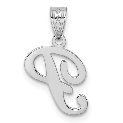 14K White White Gold Script Letter P Initial Pendant