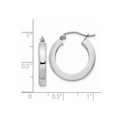 14k White Gold Square Tube Hoop Earrings Gift for Women