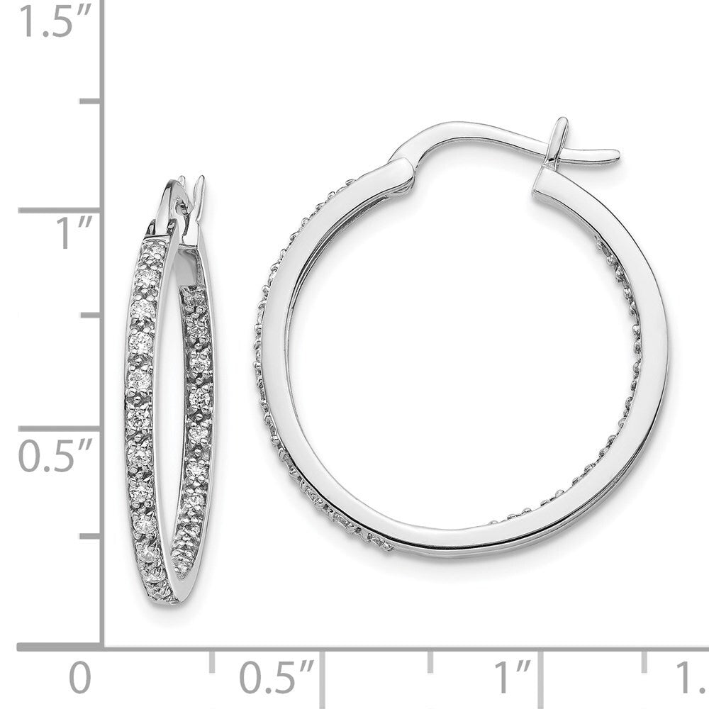 14k White Gold Diamond In Out Hoop Earrings