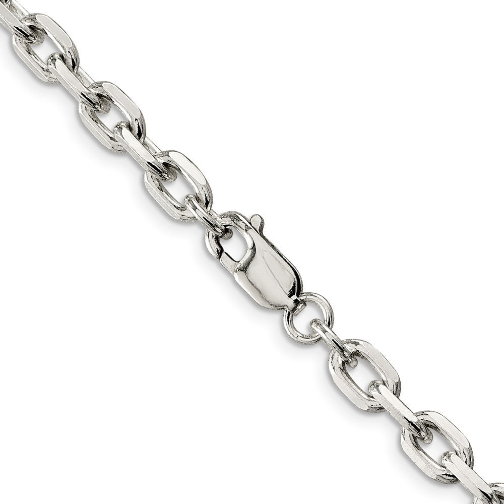 Sterling Silver 5.4mm Beveled Oval Cable Chain Necklace