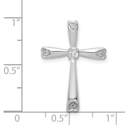 14k White Gold 1/10ct. Diamond Cross Chain Slide Pendant for Women
