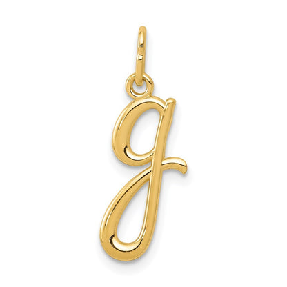 14k Yellow Gold Letter G Initial Charm Pendant for Women