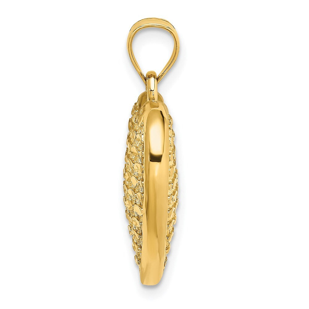 14k Yellow Gold 3-D Diamond-cut Puffed Heart Charm Pendant for Women