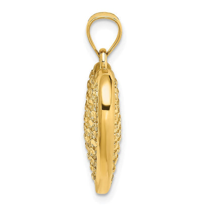 14k Yellow Gold 3-D Diamond-cut Puffed Heart Charm Pendant for Women