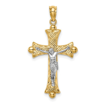 14k Two-tone Gold Florentine Crucifix Pendant for Women