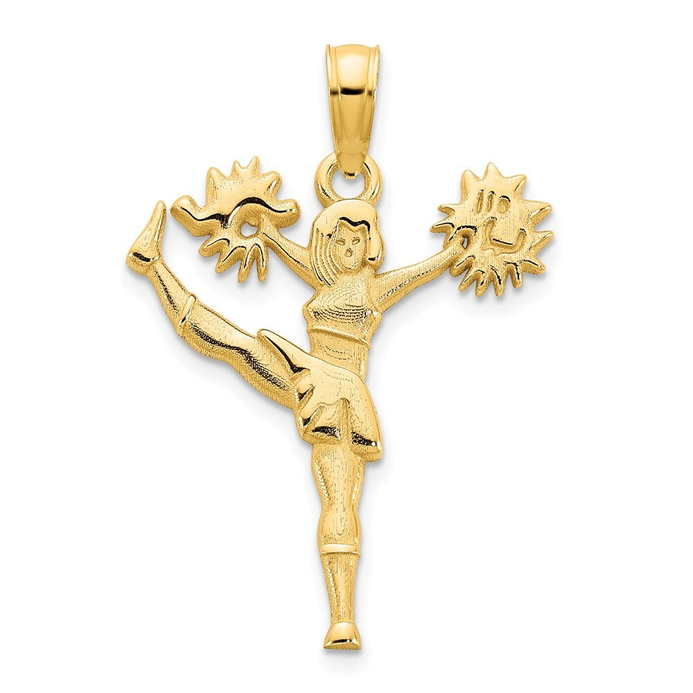 14k Yellow Gold Cheerleader Charm Pendant for Women