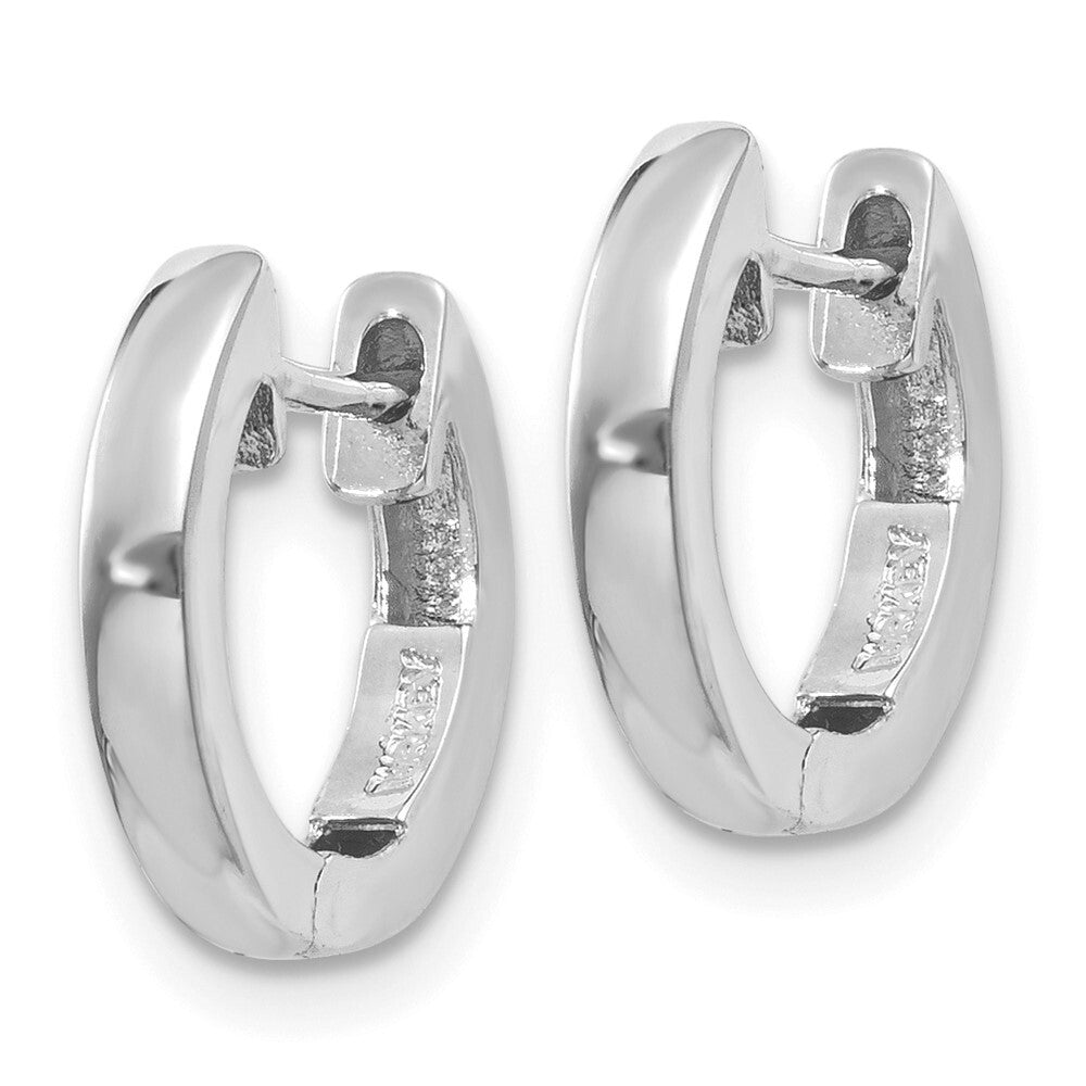 14K White Gold Hinged Hoop Earrings Gift for Women