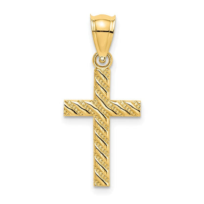 14k Yellow Gold Beaded and Polished Cross Charm