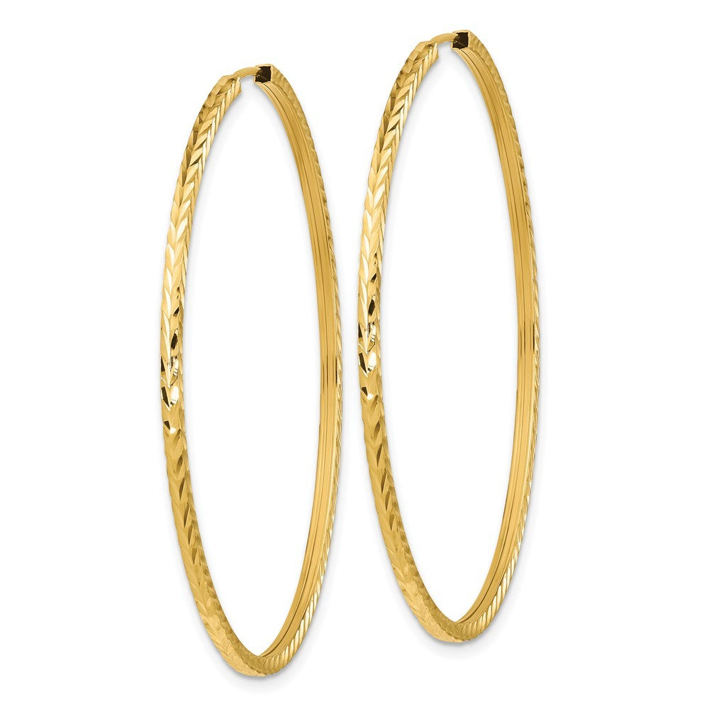 14k Yellow Gold Diamond-cut Square Tube Endless Hoop Earrings